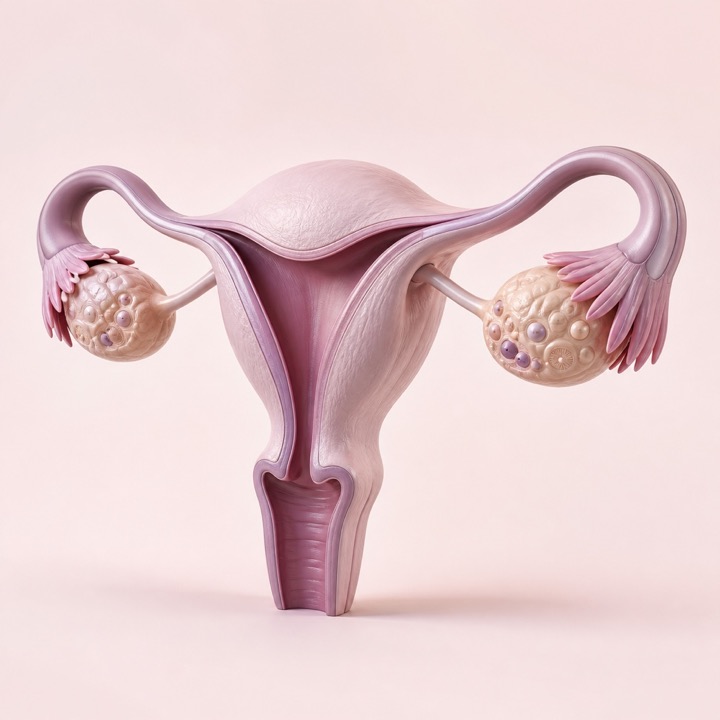 3D medical model of the uterus and ovaries